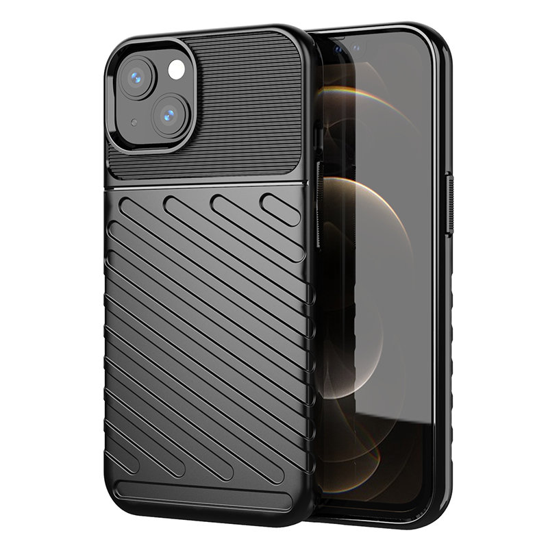 Thunder Case Paindlik ja vastupidav TPU ümbris iPhone 13 mini jaoks must