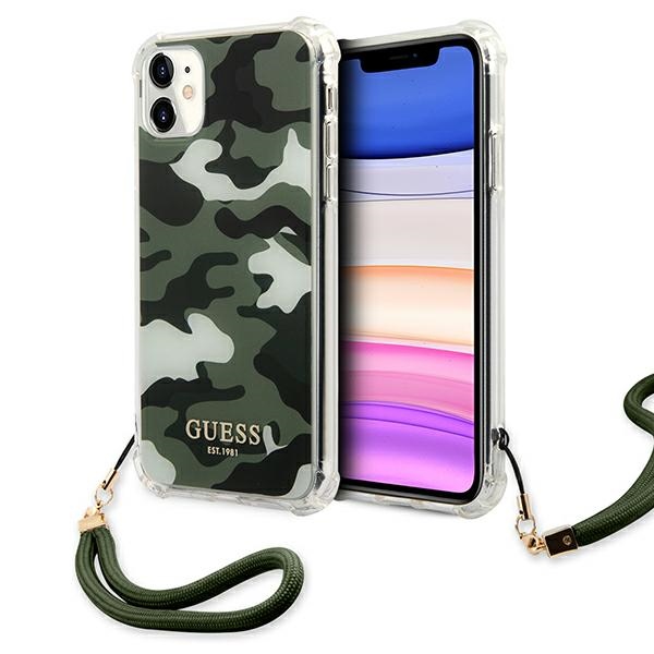 Guess GUHCN61KSARKA iPhone 11 6.1" / Xr roheline/khaki värvi kõvakaaneline Camo Collection