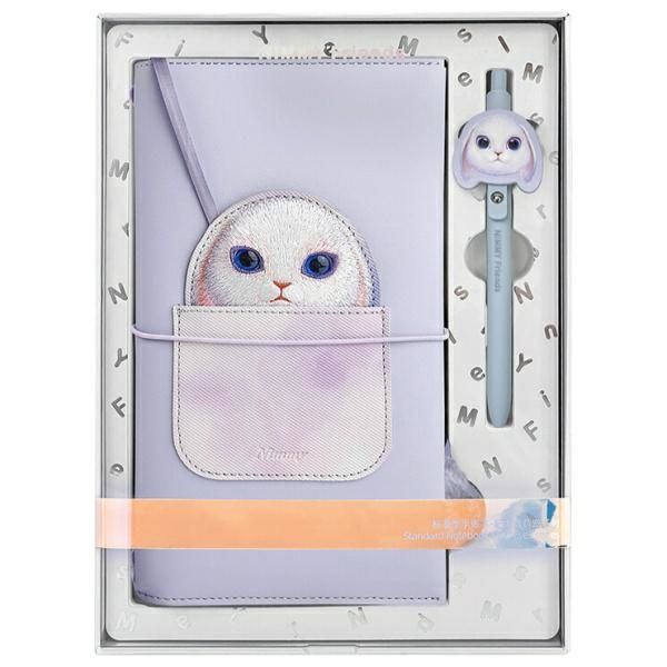NIMMY set 2in1 notebook + pen BIG EYED PET 2.0 Rabbit lilla