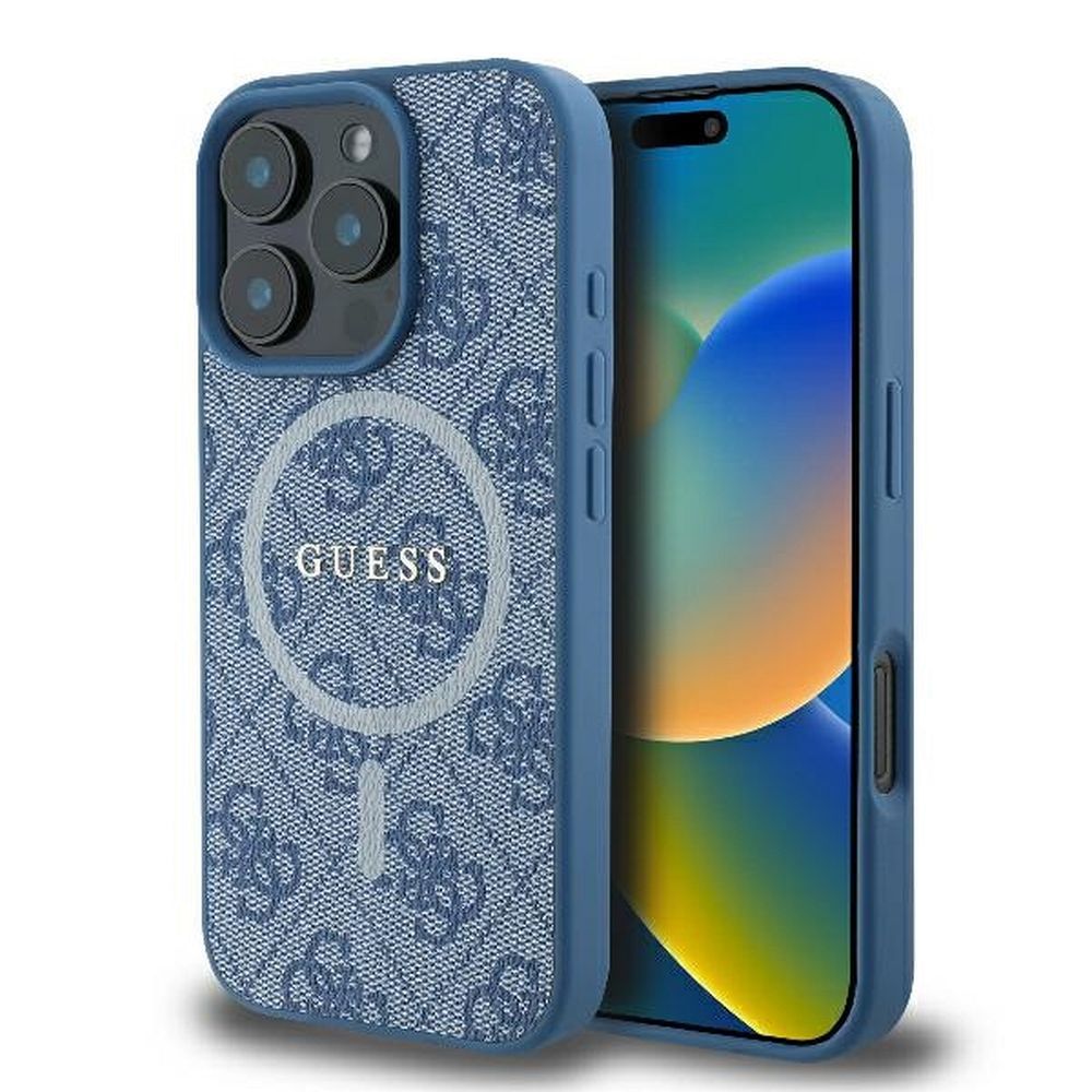GUESS ümbris jaoks IPHONE 16 Pro compatible with MagSafe GUHMP16LG4GFRB (PU 4G Ring Classic Logo) sinine