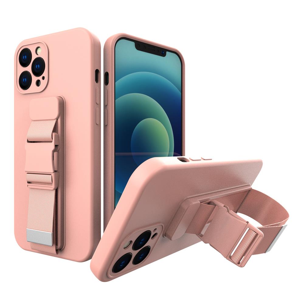 Köiega ümbris Gel ümbris koos ketiga paelakott Xiaomi Redmi 9 roosa paelaga