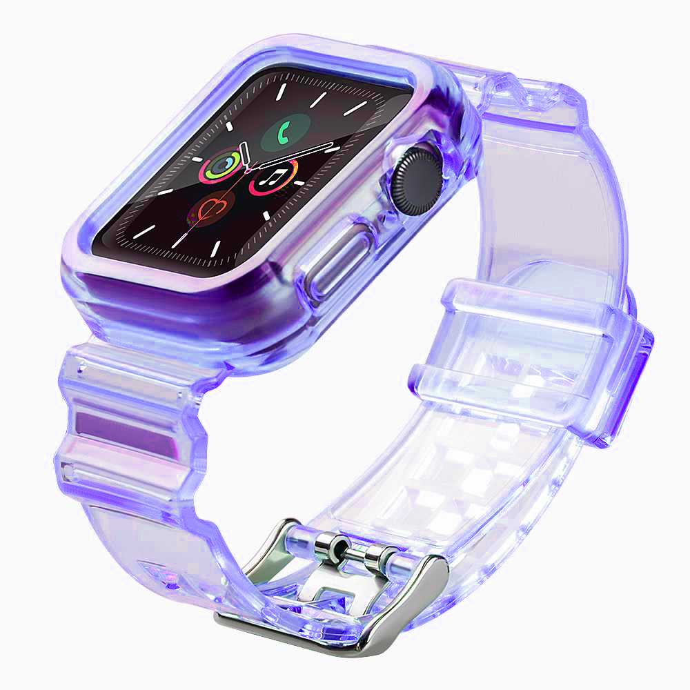 Силиконовый ремешок-браслет с чехлом и подсветкой для Apple Watch 42mm - фиолетовый