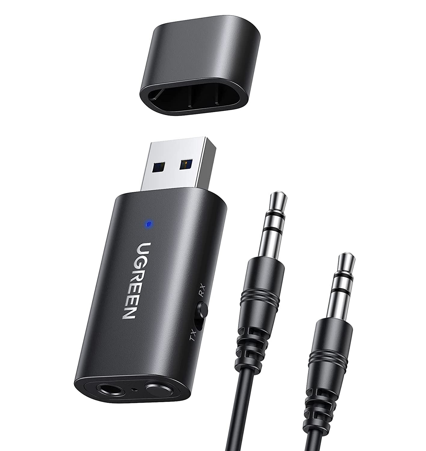 Ugreen Bluetooth 5.1 saatja / vastuvõtja juhtmevaba heliadapter 3.5mm mini jack must (CM523 60300)