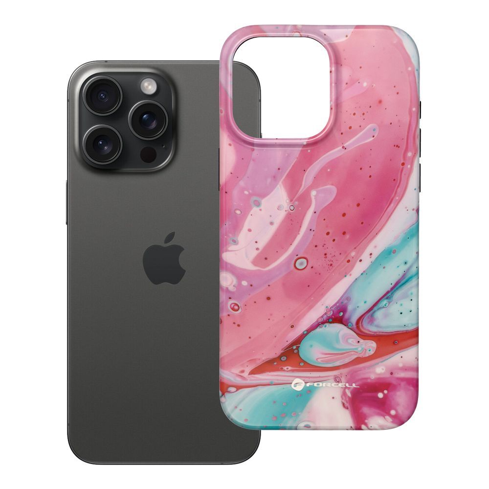 Ümbris jaoks iPhone 15 PRO MAX Forcell F-Protect Mirage compatible with Magsafe Military Drop-Test roosa marble