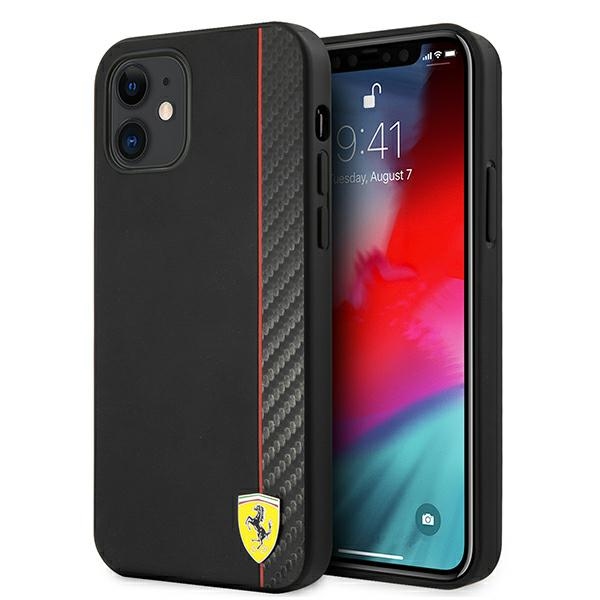 Ferrari FESAXHCP12SBK iPhone 12 mini 5.4" жёсткий чехол чёрный/чёрный On Track Carbon Stripe