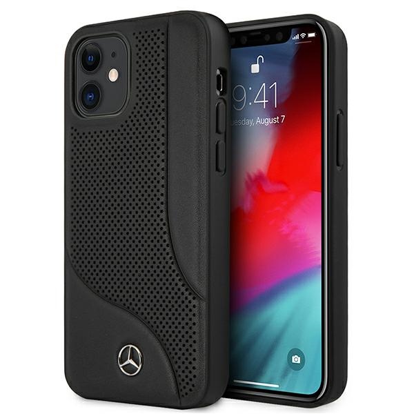 Mercedes Leather Perforated Area чехол для iPhone 12 mini - чёрный