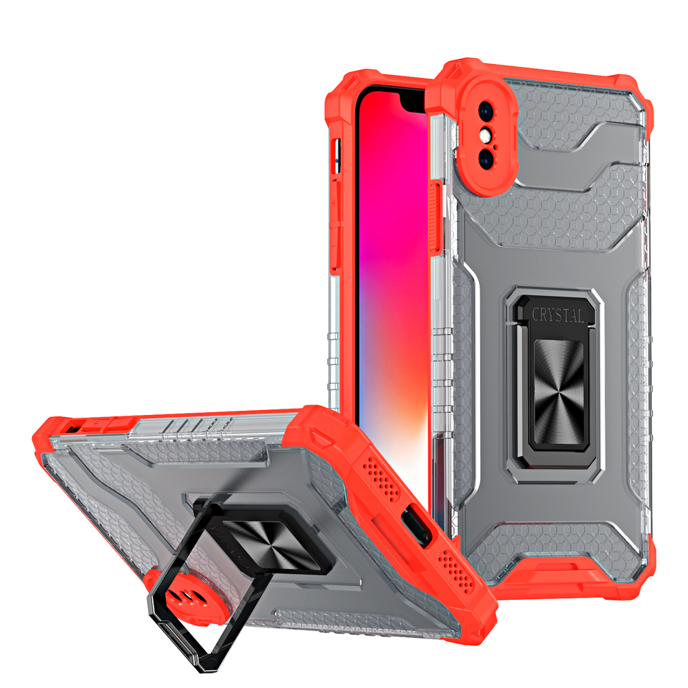 Crystal Ring Case Kickstand Tough Rugged Cover iPhone XS Max punane