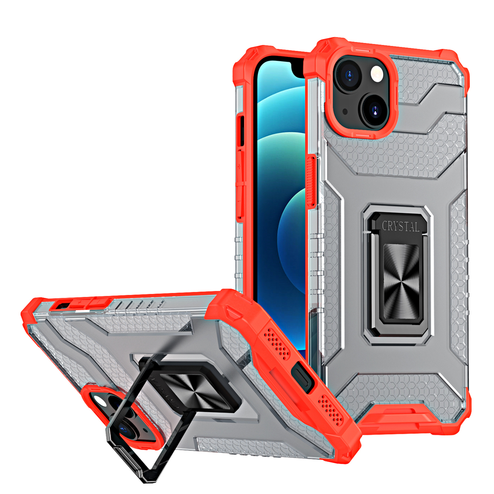 Crystal Ring Case прочный защитный чехол с подставкой для iPhone 12 mini красный
