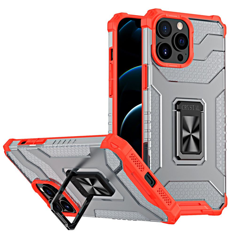 Crystal Ring Case прочный защитный чехол с подставкой для iPhone 13 Pro красный