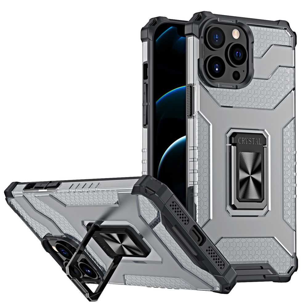 Crystal Ring Case прочный защитный чехол с подставкой для iPhone 13 Pro Max чёрный