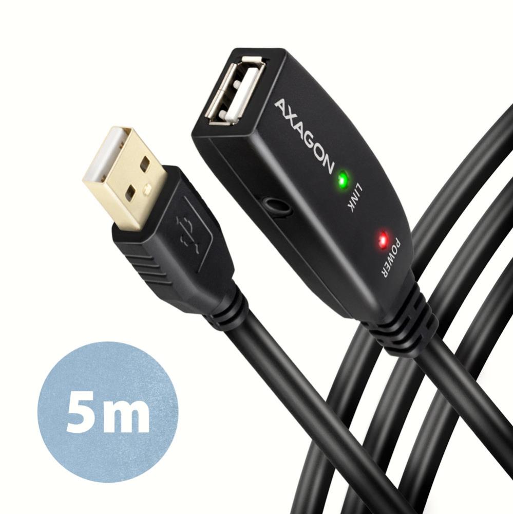 Axagon USB2.0 A-M/A-F aktiivkaabel 5m ADR-205