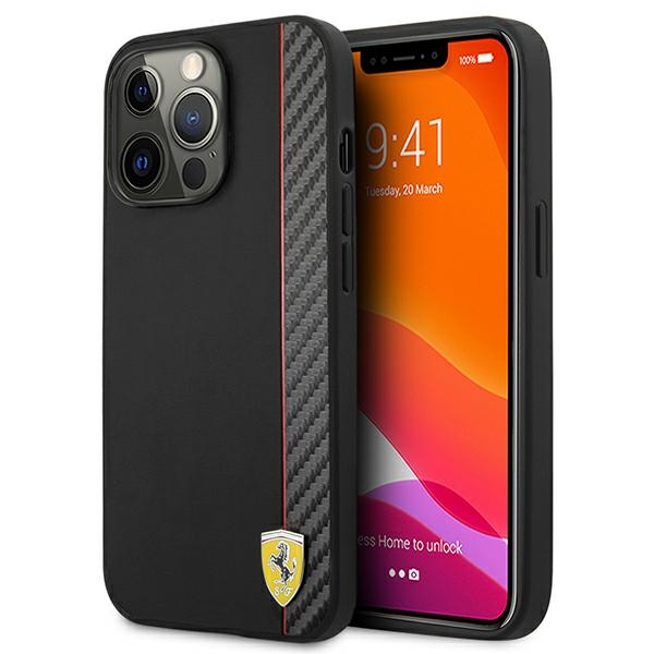 Чехол Ferrari FESAXHCP13XBK для iPhone 13 Pro Max 6,7" чёрный On Track Carbon Stripe
