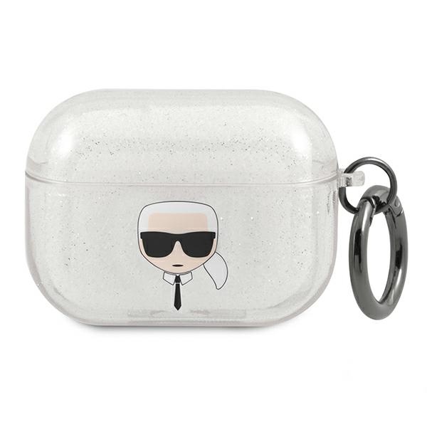 Karl Lagerfeld KLAPUKHGS AirPods Pro ümbris Glitter Karl's Head – hõbe