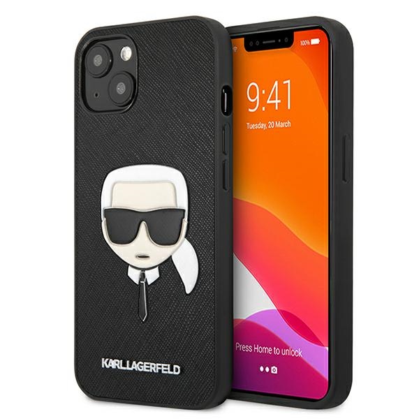 Karl Lagerfeld KLHCP13SSAKHBK kõva ümbris iPhone 13 mini 5,4" Saffiano Ikonik Karl's Head – must