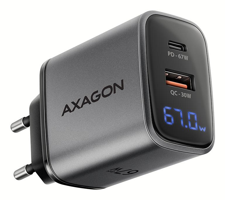 Seina USB laadija 67W GaN 2 pordi ACU-PQ67D Axagon