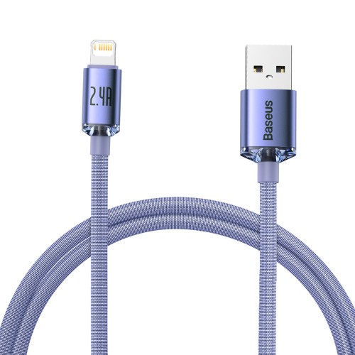 USB kaabel Baseus Crystal Shine violetne Lightning 120cm