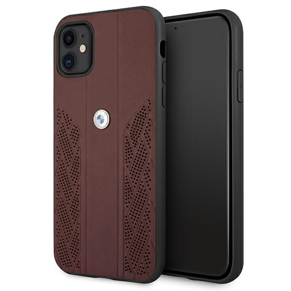 BMW Leather Curve perforeeritud ümbris iPhone 11 / Xr jaoks - punane