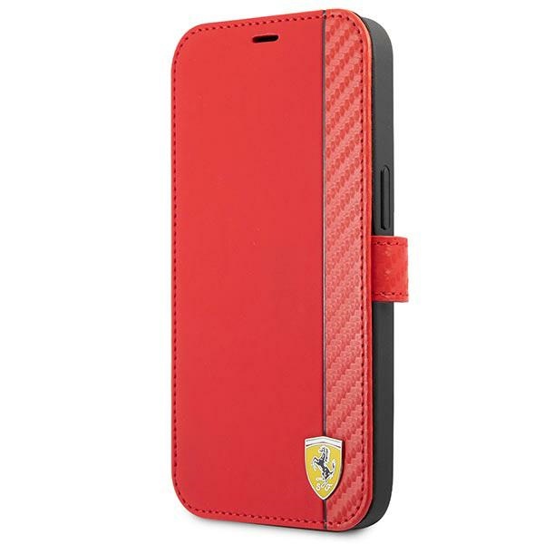 Ferrari FESAXFLBKP13SRE iPhone 13 mini 5.4" punane/punane raamat On Track Carbon Stripe