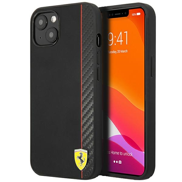 Ferrari FESAXHCP13SBK iPhone 13 mini 5.4" must/must kõvakott On Track Carbon Stripe