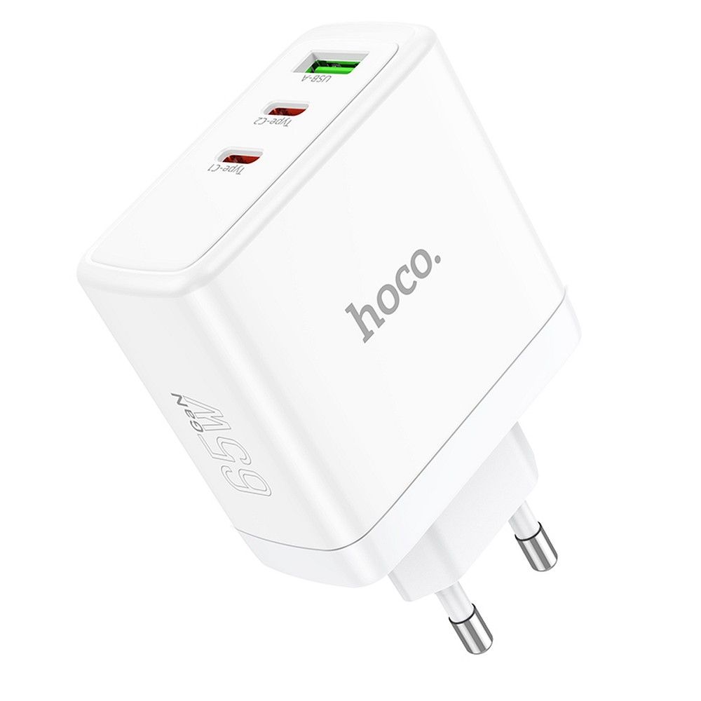 Phone Laadija Hoco 2 x USB C + USB A GaN QC PD 65W N30 valge