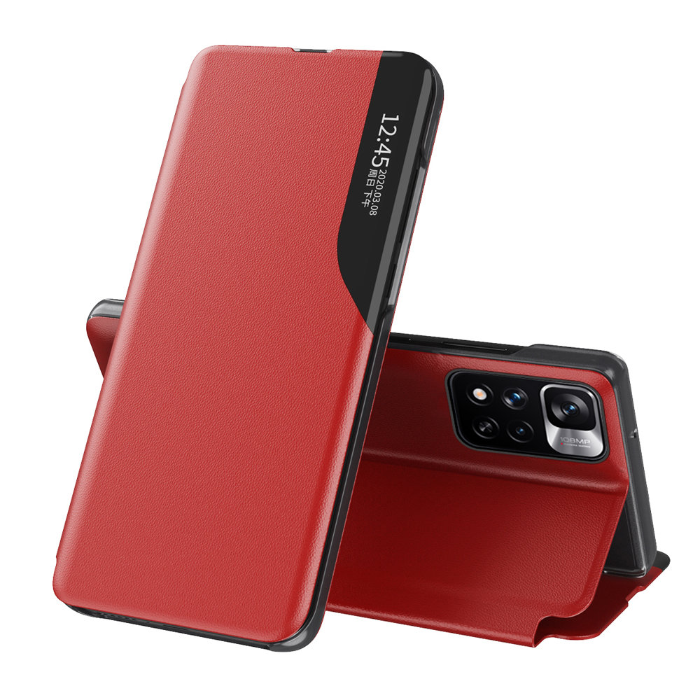 Чехол-книжка Eco Leather View элегантный с функцией подставки Poco M4 Pro 5G красный