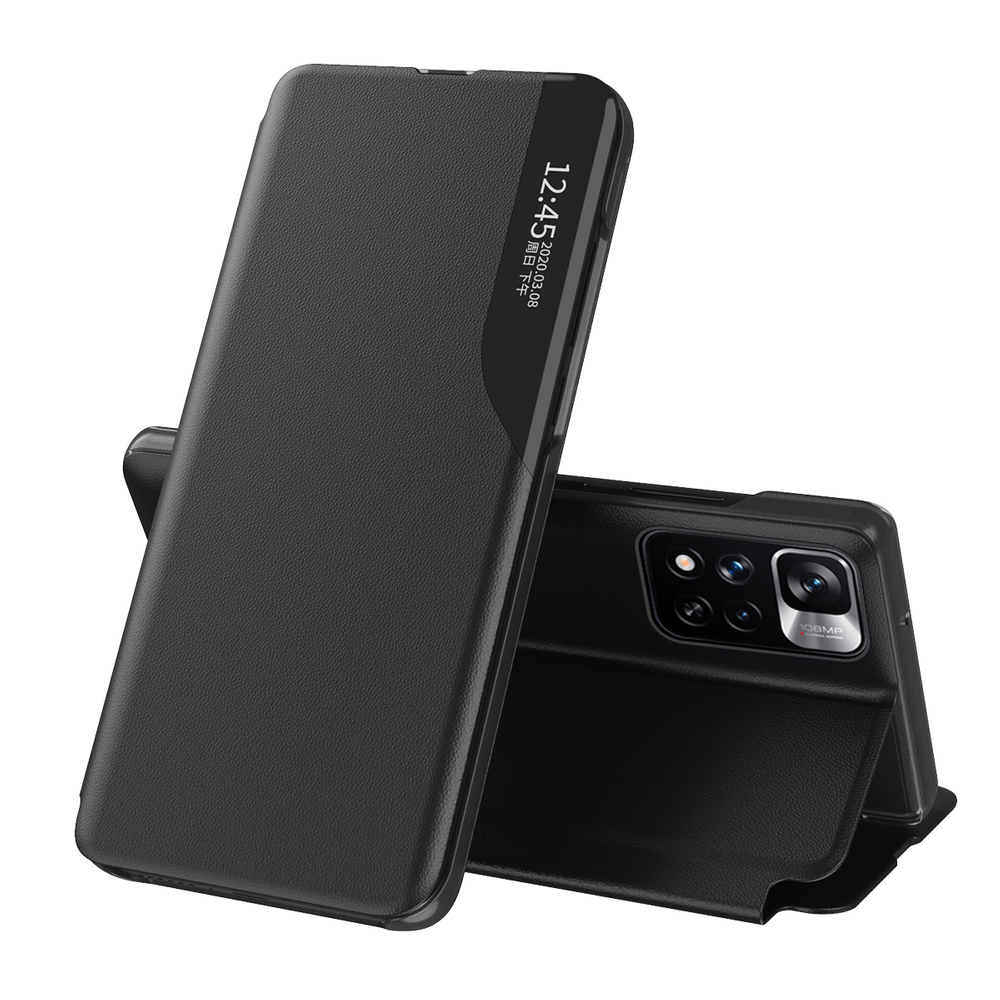 Чехол-книжка Eco Leather View элегантный с функцией подставки Poco M4 Pro 5G чёрный