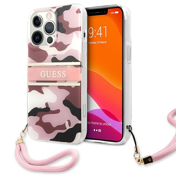 Guess GUHCP13XKCABPI iPhone 13 Pro Max 6.7" roosa/roosa kõvakaaneline Camo rihmaga kollektsioon