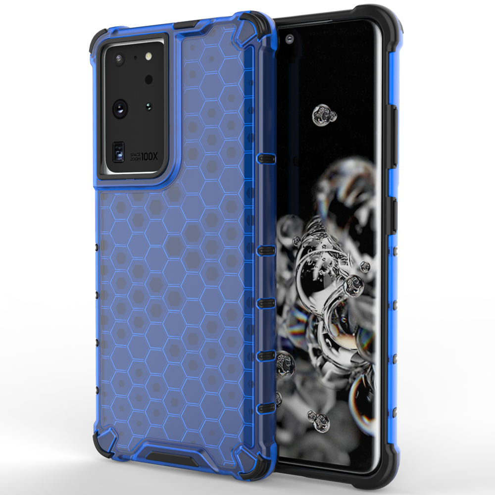 Honeycomb case бронированный чехол с гелевой рамкой для Samsung Galaxy S22 Ultra синий