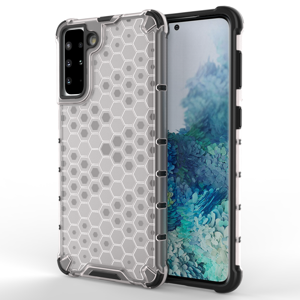 Samsung Galaxy S22 + (S22 Plus) läbipaistev Honeycomb korpus soomustatud kate koos geelraamiga Samsung Galaxy S22 + (S22 Plus) jaoks
