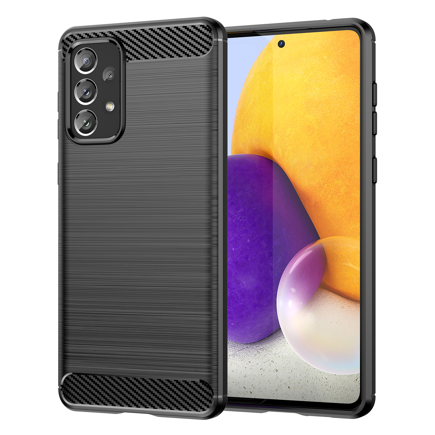 Carbon Case Paindlik TPU kate Samsung Galaxy A73 musta värvi