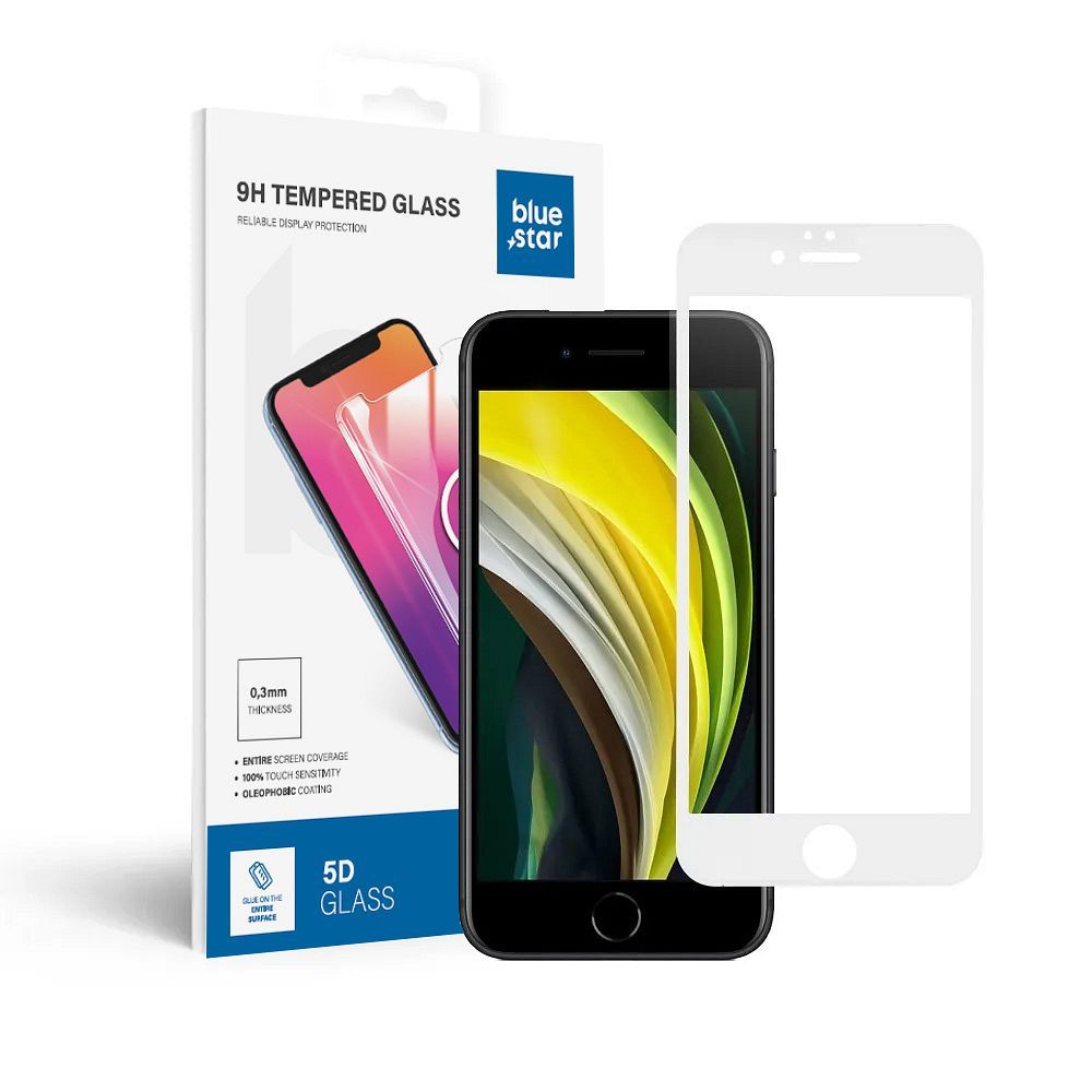 Karastatud klaas to iPhone 6 / 6S (full glue) sinine Star 5D valge