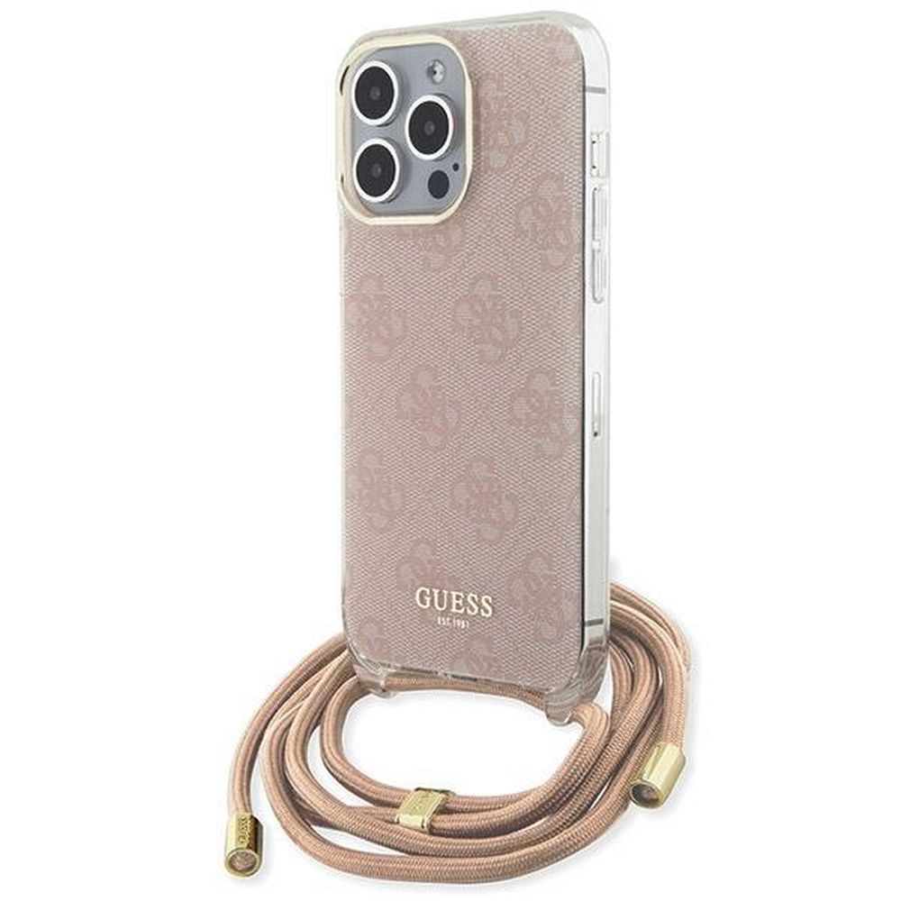GUESS ümbris jaoks IPHONE 15 Pro Max GUHCP15XHC4SEP(Crossbody Cord 4G Print) roosa