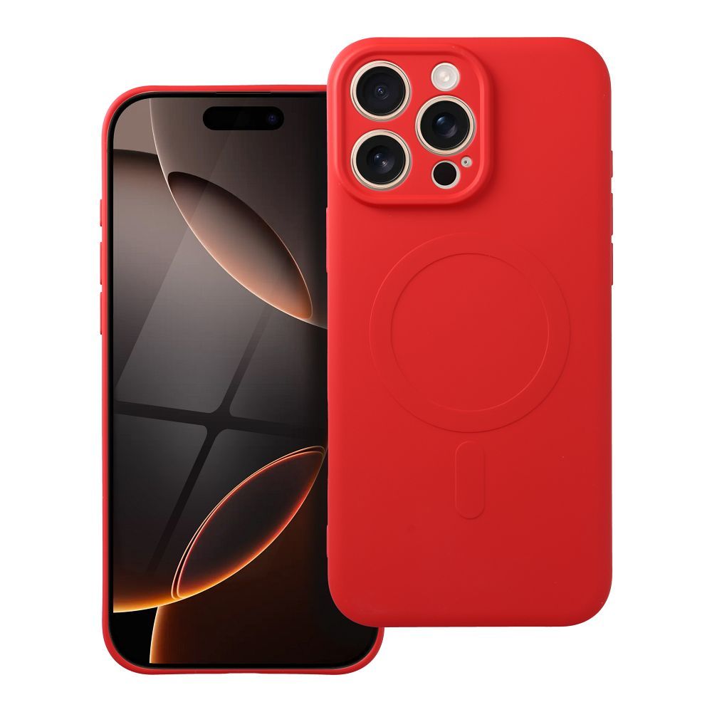 Чехол для iPhone 16 Pro Max силиконовый Mag Cover совместимый с MagSafe красный