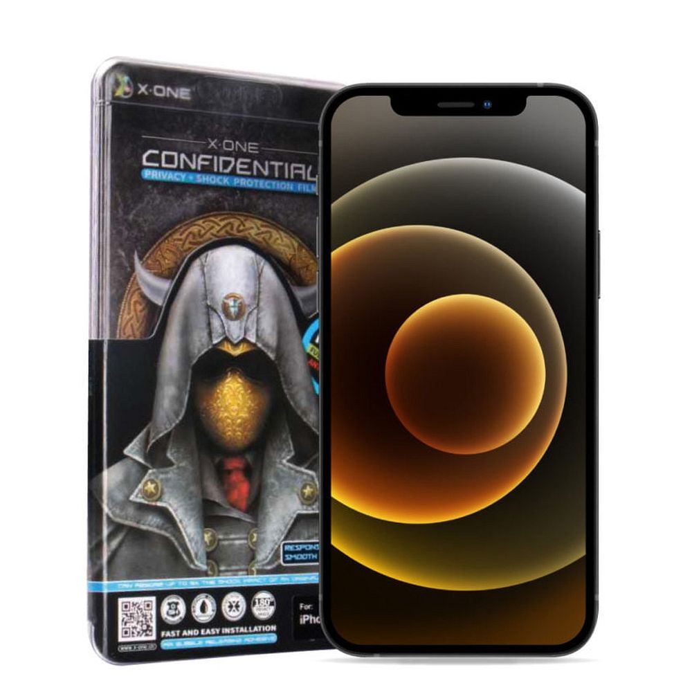 X-ONE Full Cover Extra Strong Privacy – iPhone 16 Pro/17/17 Pro jaoks, täisliimiga karastatud klaas 9H