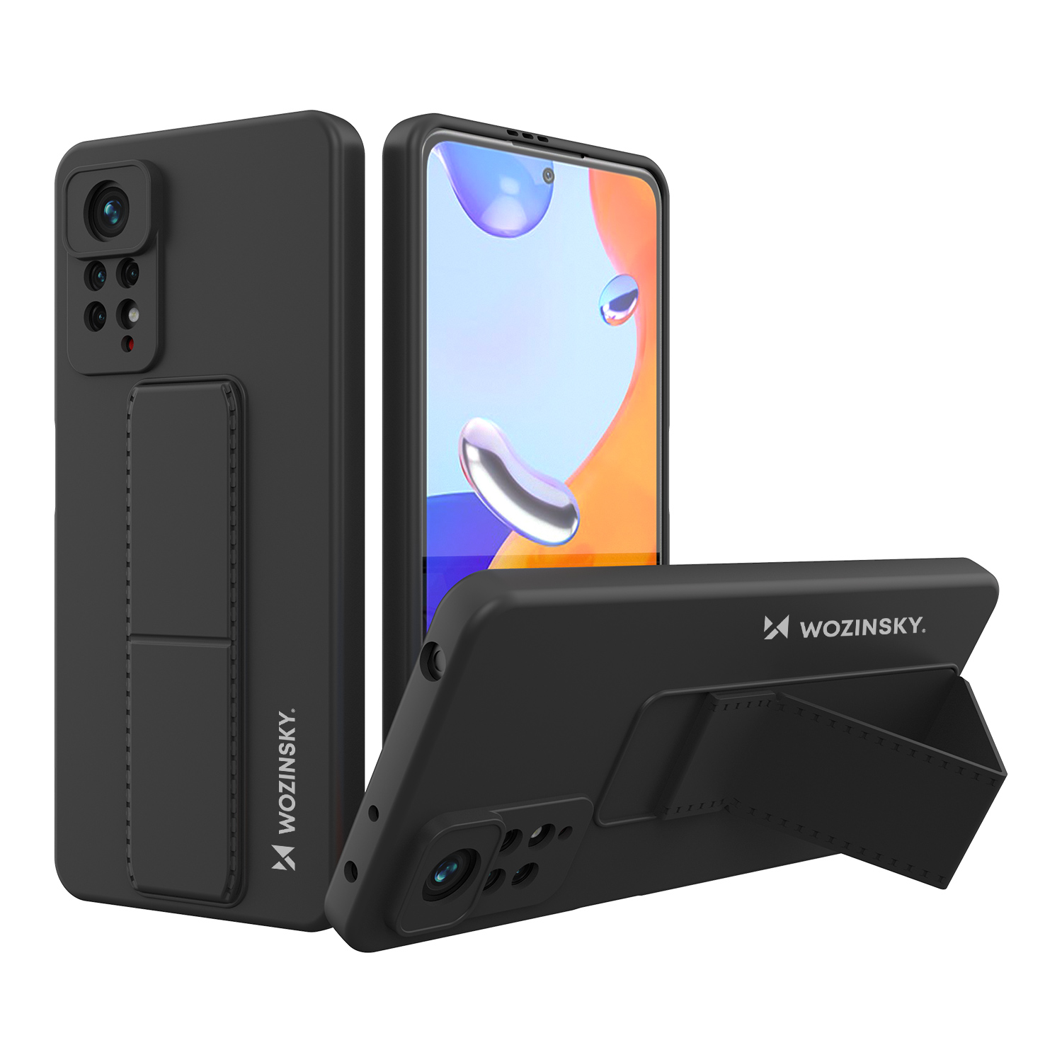 Wozinsky Kickstand Case силиконовый чехол с подставкой Xiaomi Redmi Note 11 Pro чёрный