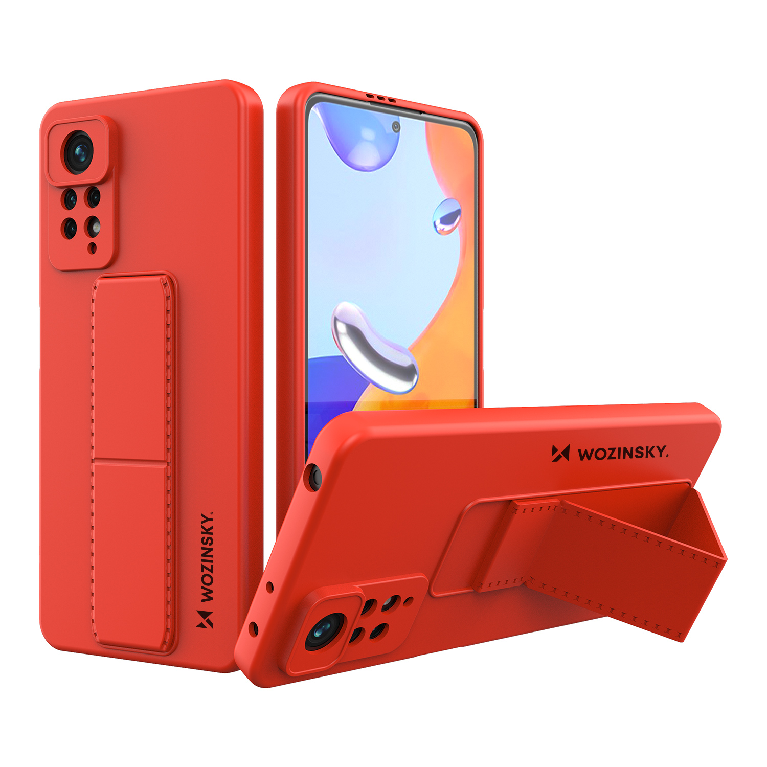 Wozinsky Kickstand Case силиконовый чехол с подставкой Xiaomi Redmi Note 11 Pro красный