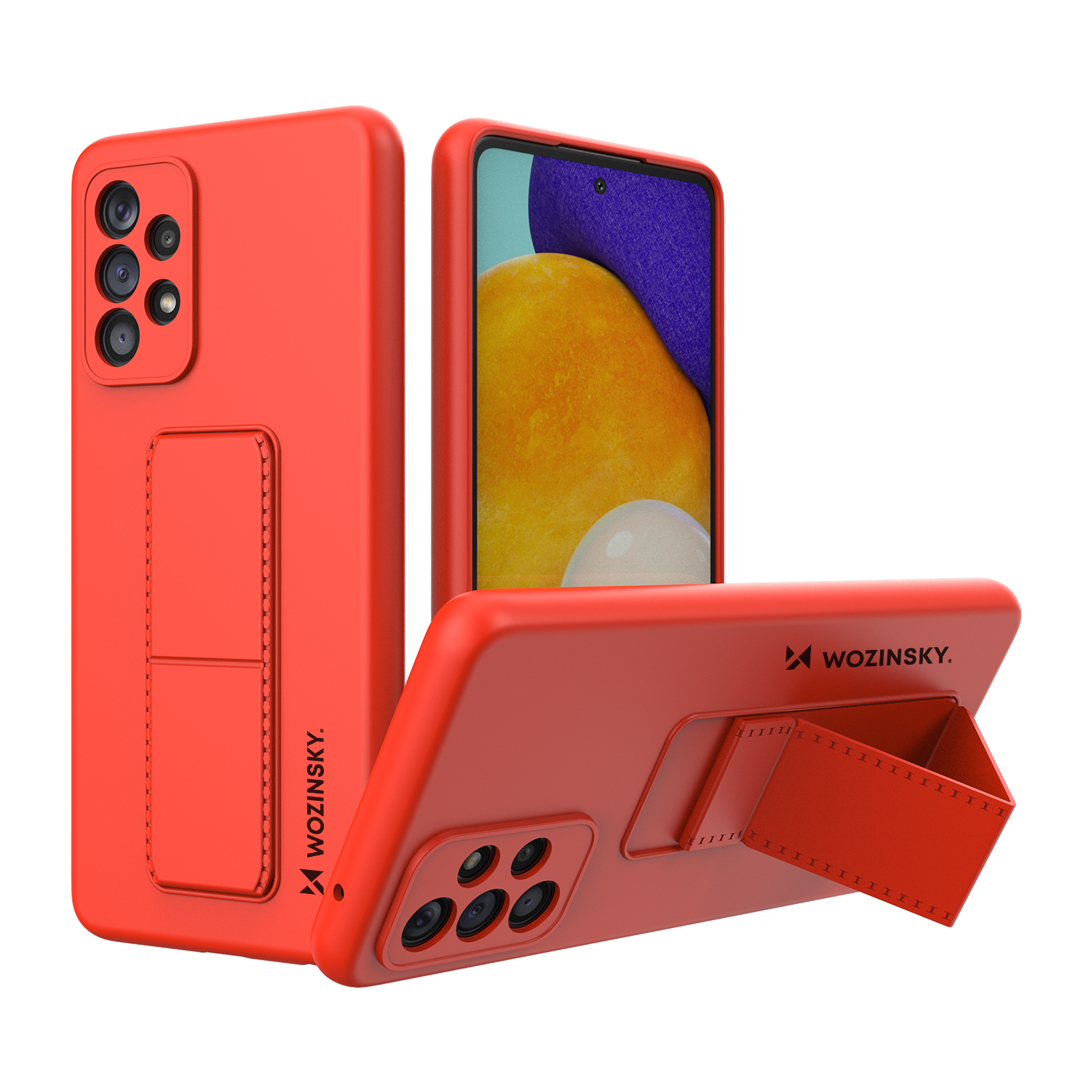 Wozinsky Kickstand Case silikoonist ümbris koos statiiviga Samsung Galaxy A73 jaoks punane