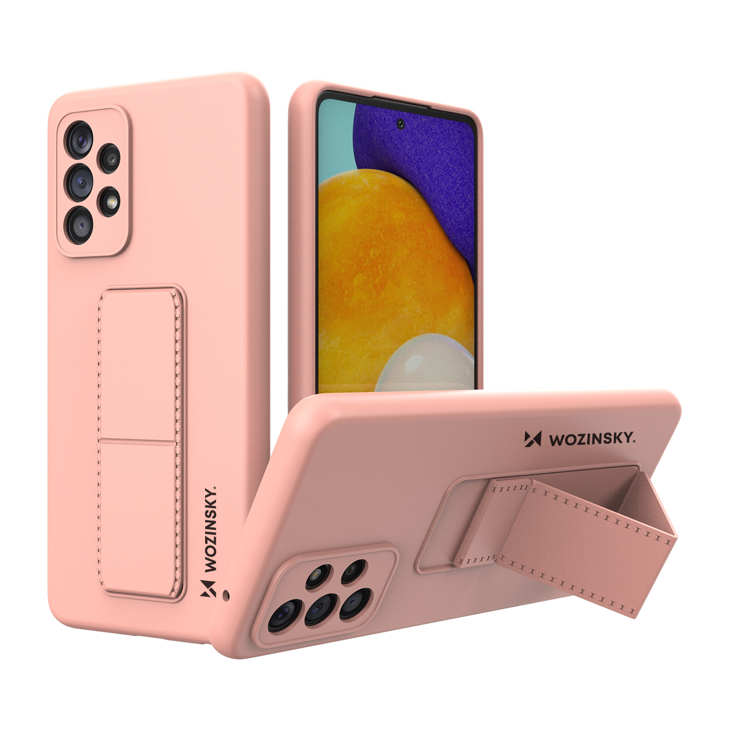 Wozinsky Kickstand Case silikoonist ümbris koos statiiviga Samsung Galaxy A73 roosa