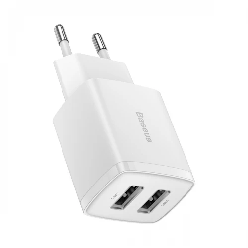 Laadija Baseus Compact valge 10.5W (2xUSB)