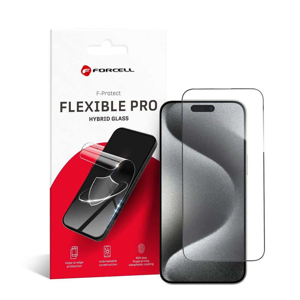 Hybrid glass to iPhone 15 PRO MAX Forcell Flexible 5D must