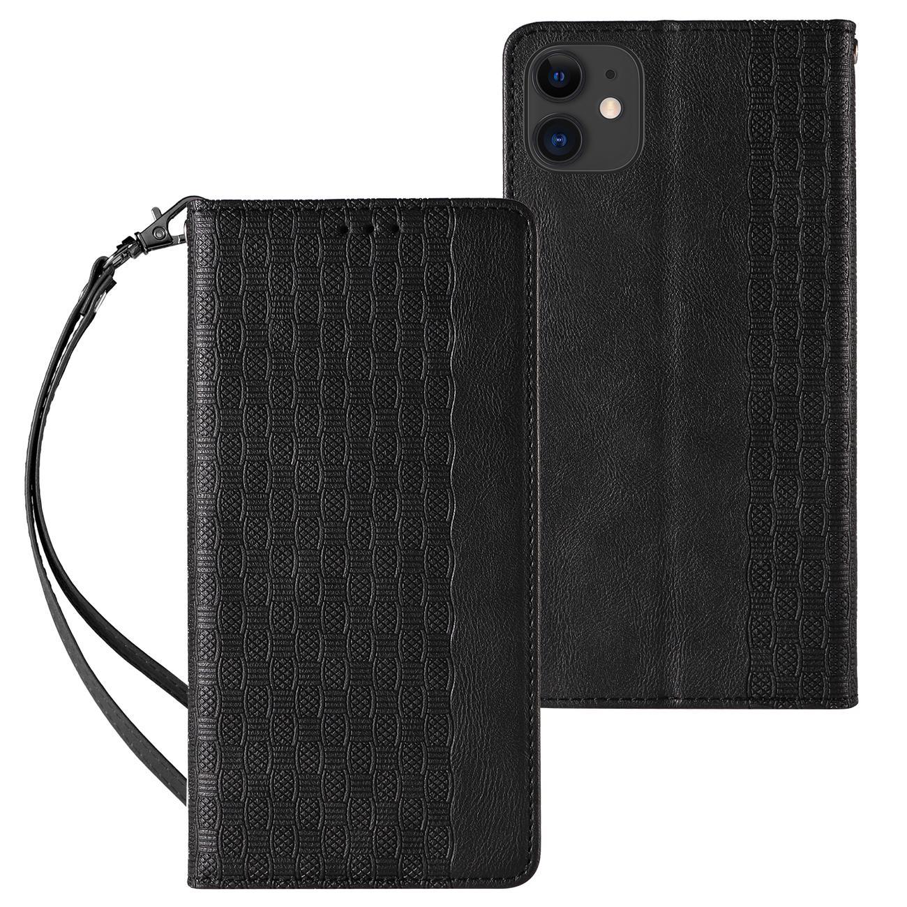 Magnet Strap Case для iPhone 12 кошелёк + мини-подвеска ремешок чёрный