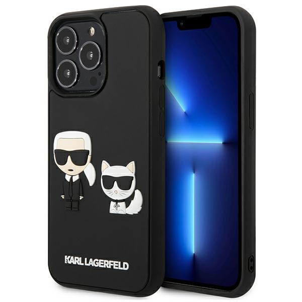 Karl Lagerfeld KLHCP13L3DRKCK iPhone 13 Pro / 13 6.1" must/must kõvakott Karl&Choupette Ikonik 3D