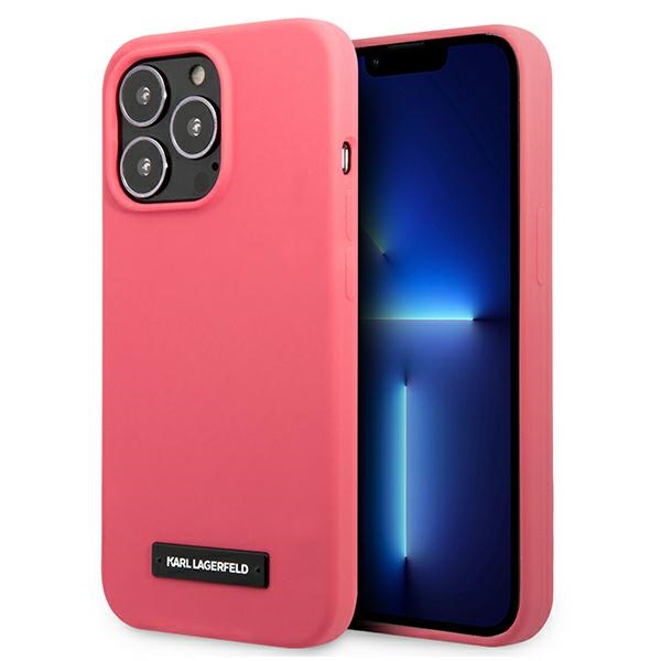 Karl Lagerfeldi silikoonist plaadikott iPhone 13 Pro Max'ile - fuksiat värvi