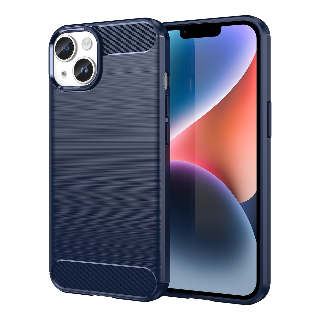 Чехол Carbon для iPhone 14 Plus гибкая гелевая задняя крышка синий