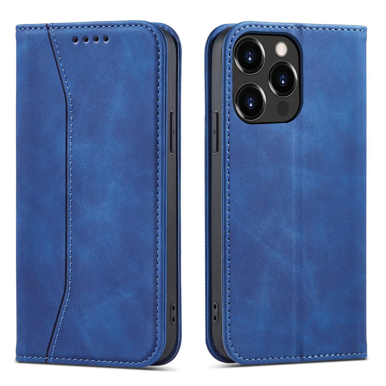 Magnet Fancy Case juhul iPhone 14 flip cover rahakott seisma sinine