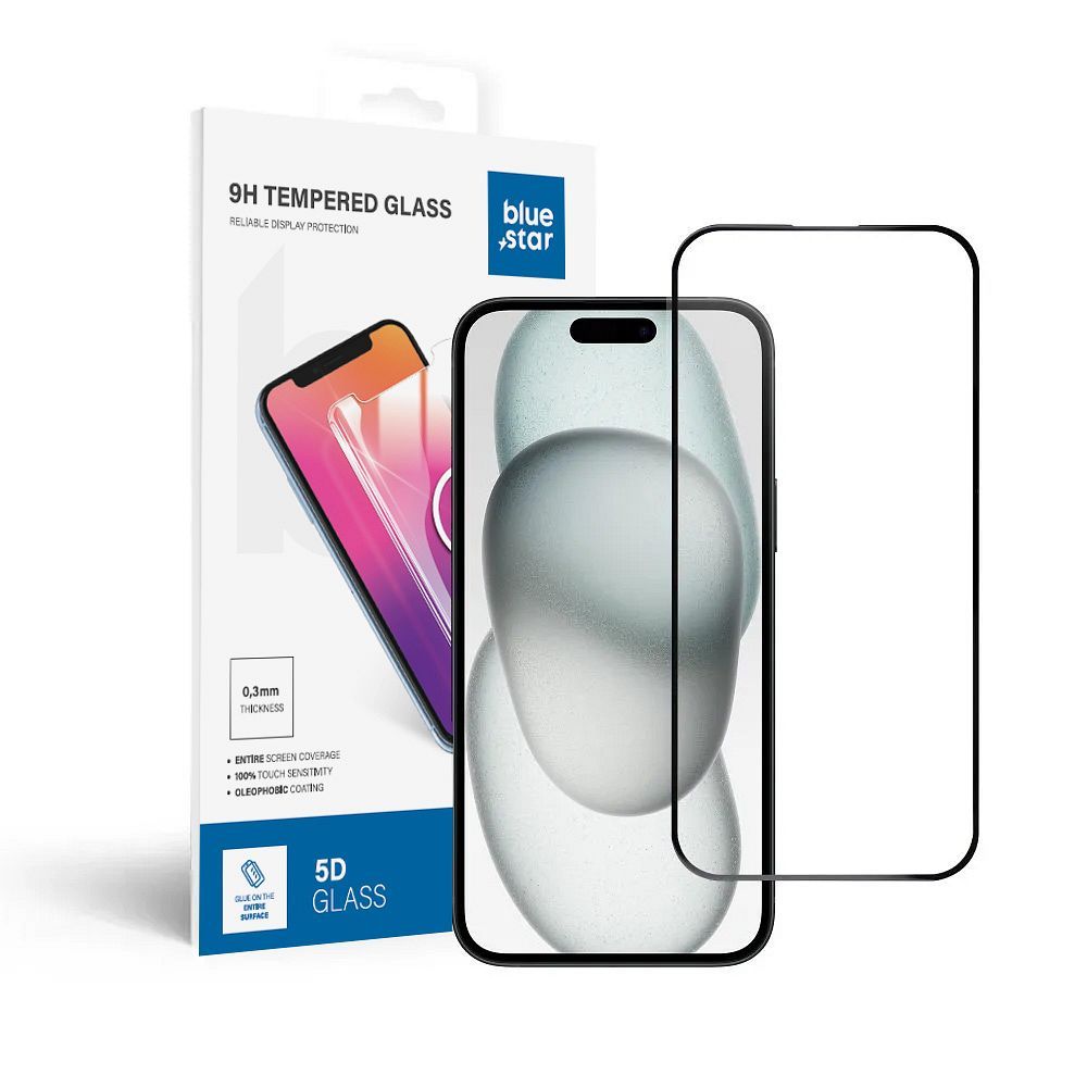 Karastatud klaas to iPhone 15 PLUS /16 PLUS (full glue) sinine Star 5D must