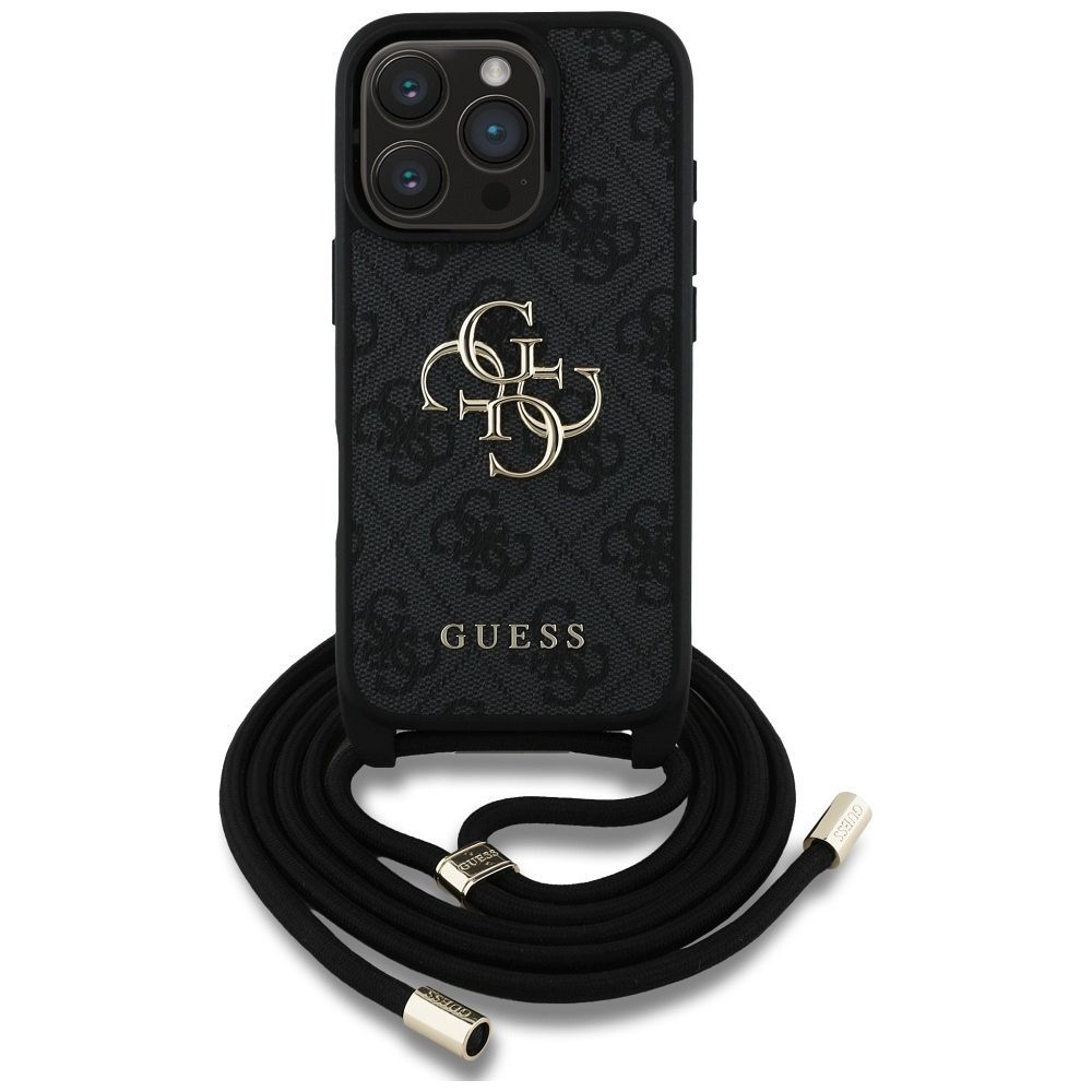 Чехол Guess для iPhone 16 Pro GUHCP16LP4GMGCRK (CBDY PU 4G Big Logo W/Cord Strap) чёрный