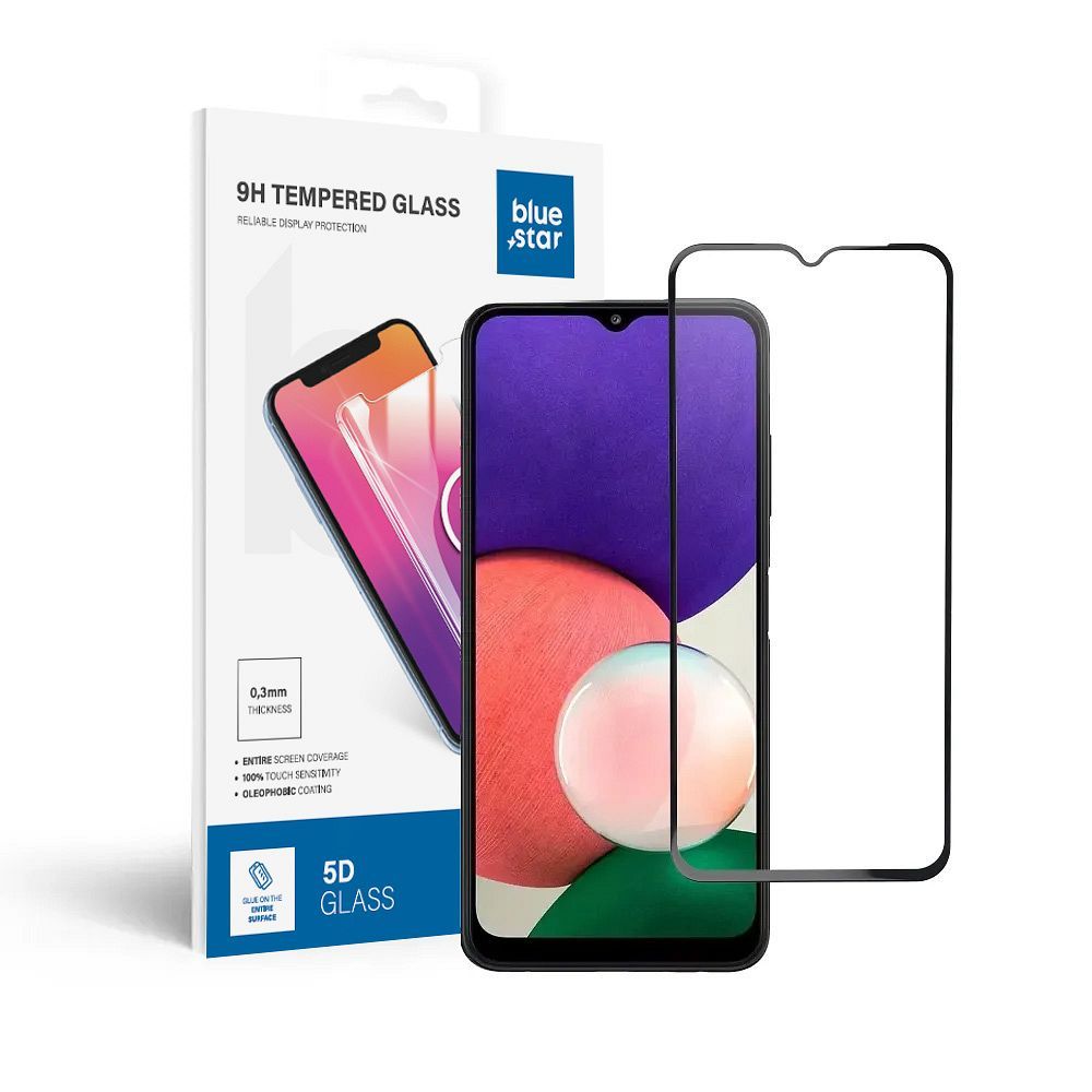 Karastatud klaas to Samsung Galaxy A22 5G (full glue / Ümbris friendly) sinine Star 5D must
