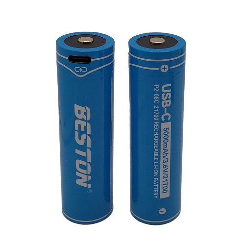 Rechargeable 21700 Size Aku koos USB-C Port, 3.6V, 5000mAh, Li-Ion, 2pcs
