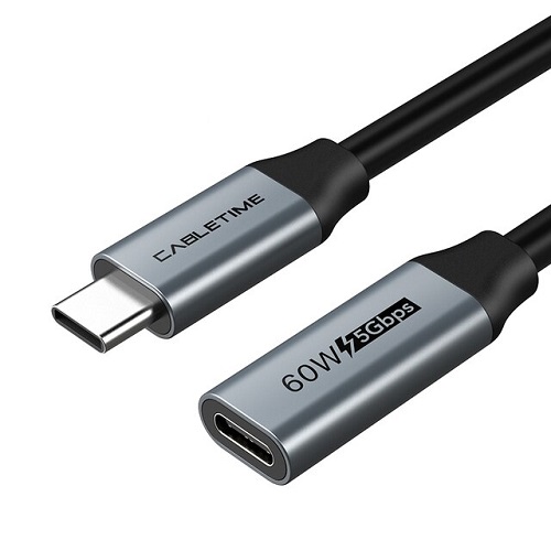 Extension Kaabel USB 3.0 Type-C (M) - USB Type-C (F), 5Gbps, 60W, 4K/60Hz, 0.5m